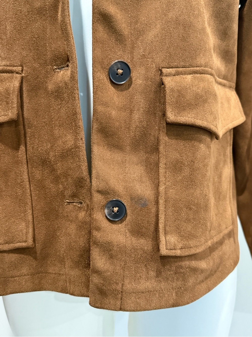 Zara Womens Faux Suede Button-Front Jacket mediun - Picture 4 of 12